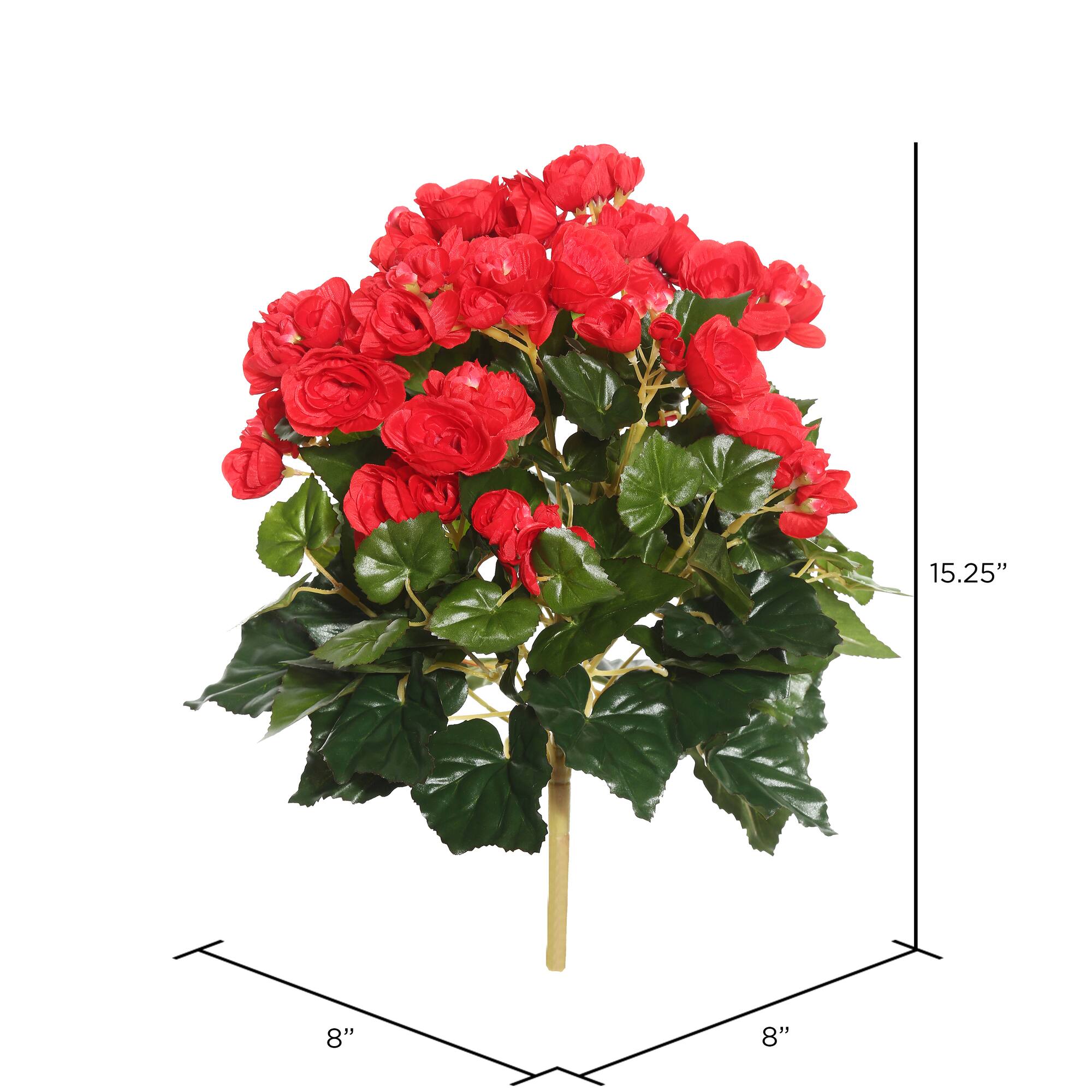 15.25" Red Artificial Polyester Begonia Bush
